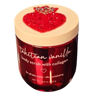 Tahitian Vanilla Body Scrub with Collagen In Beautiful Red Container